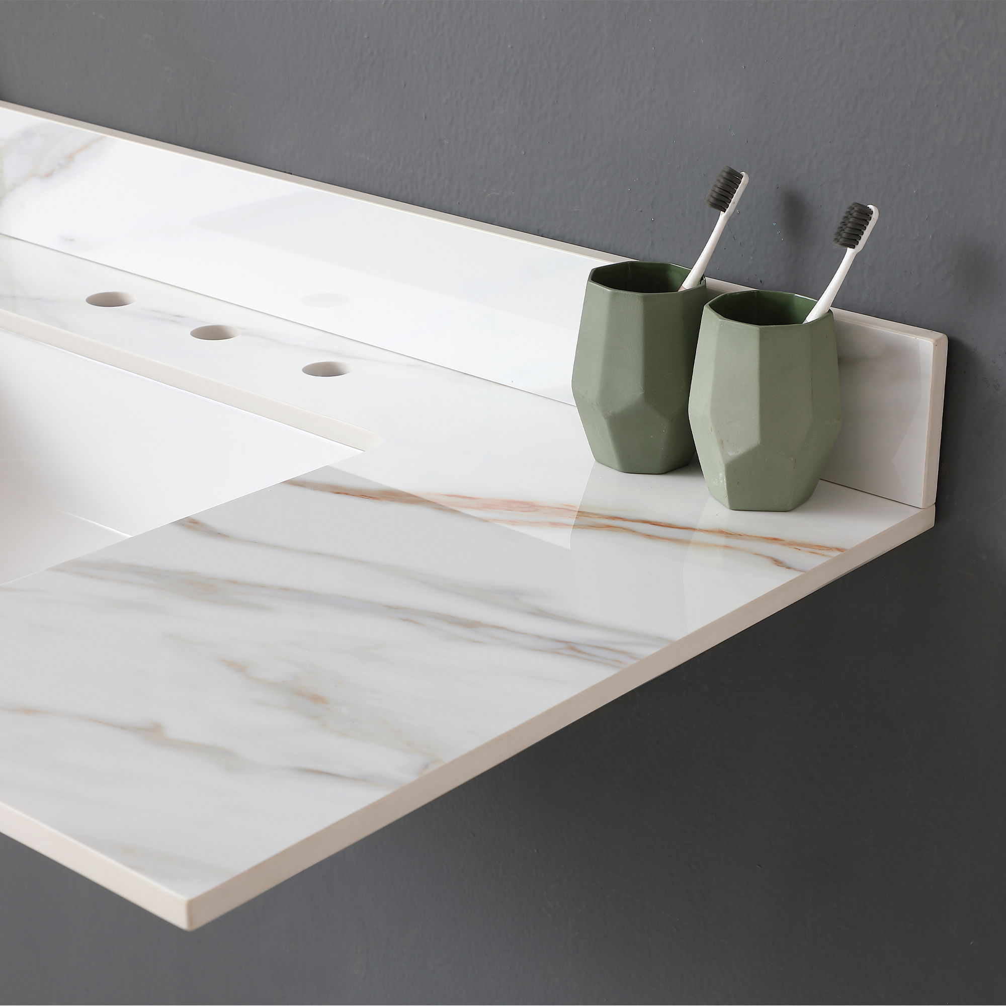 Vanity Top With Undermount Sink And Backsplash, Sintered Stone