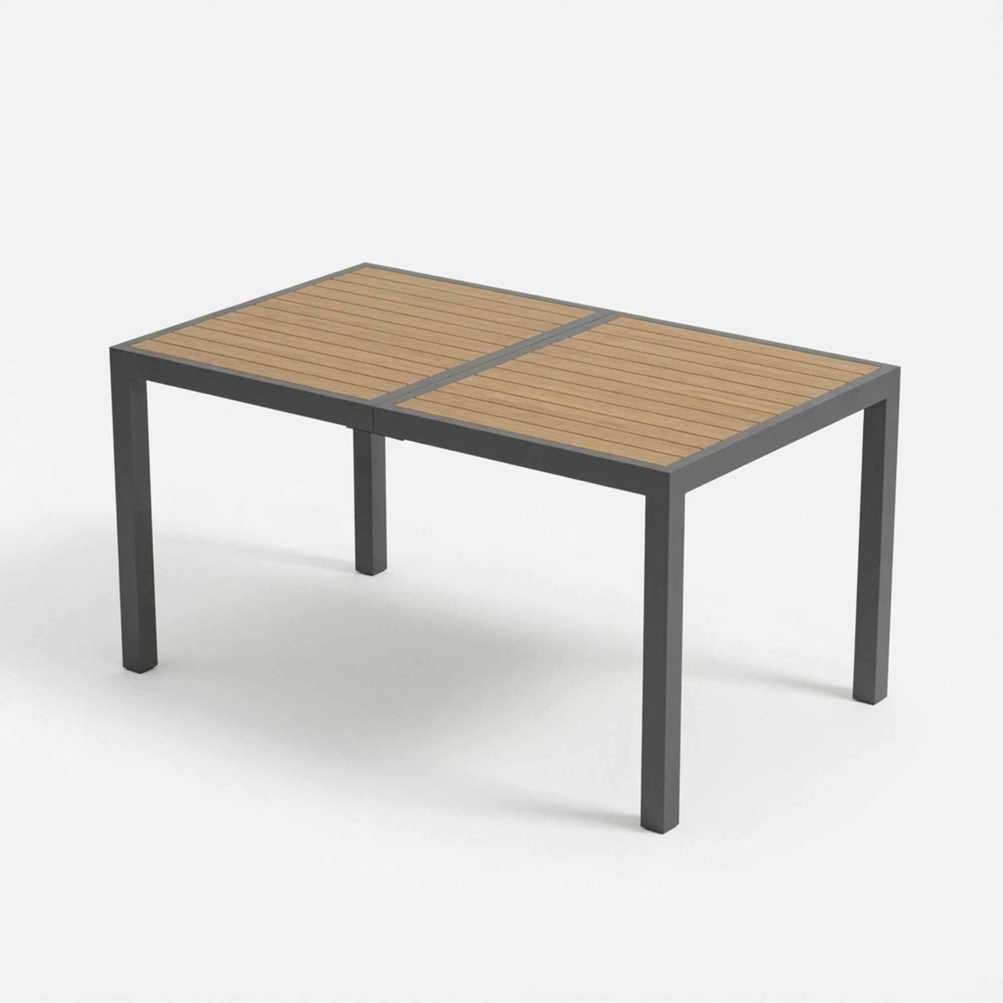 Rectangle Outdoor Patio Table With Slatted Top - Gray