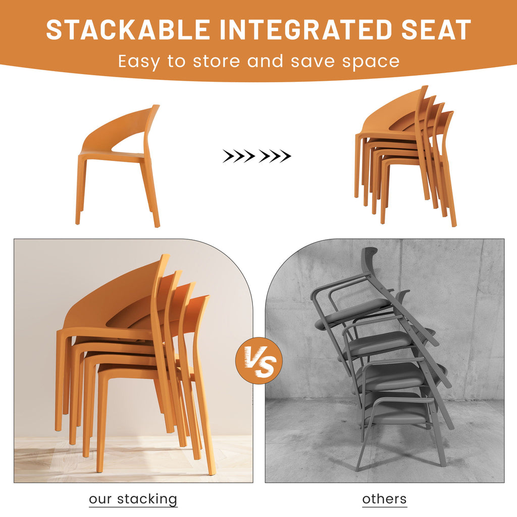 4 Piece Set Of Modern Designed Single Chairs With Long Table