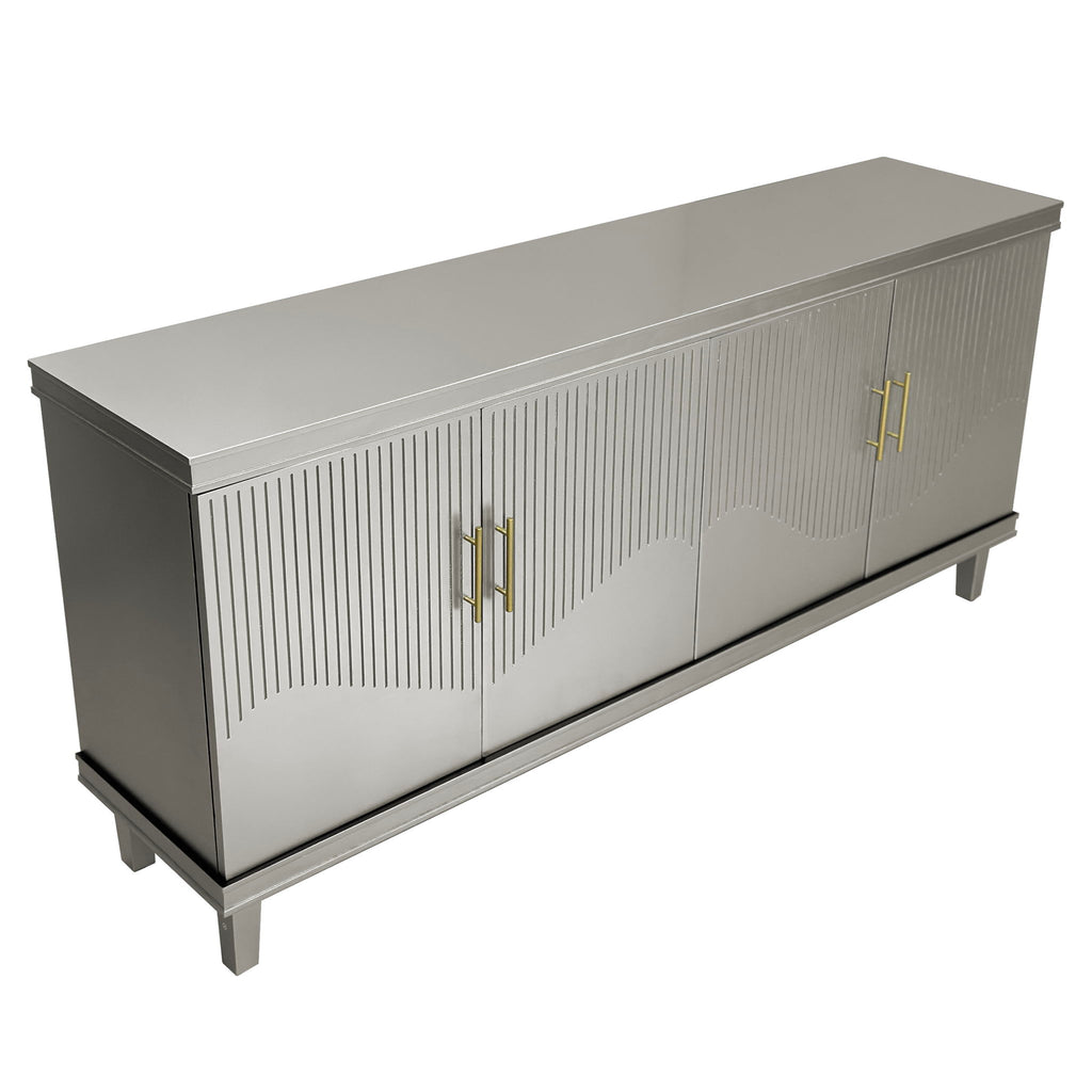 4 Door Cabinet With Adjustable Shelves, Large Storage For Living Room - Champagne