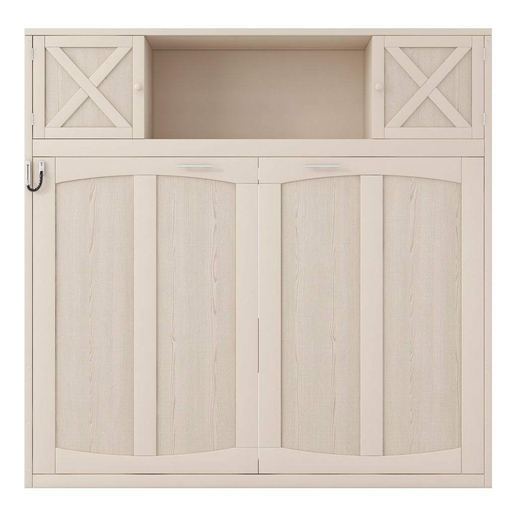 Rustic Casual Murphy Bed With Storage Cabinets