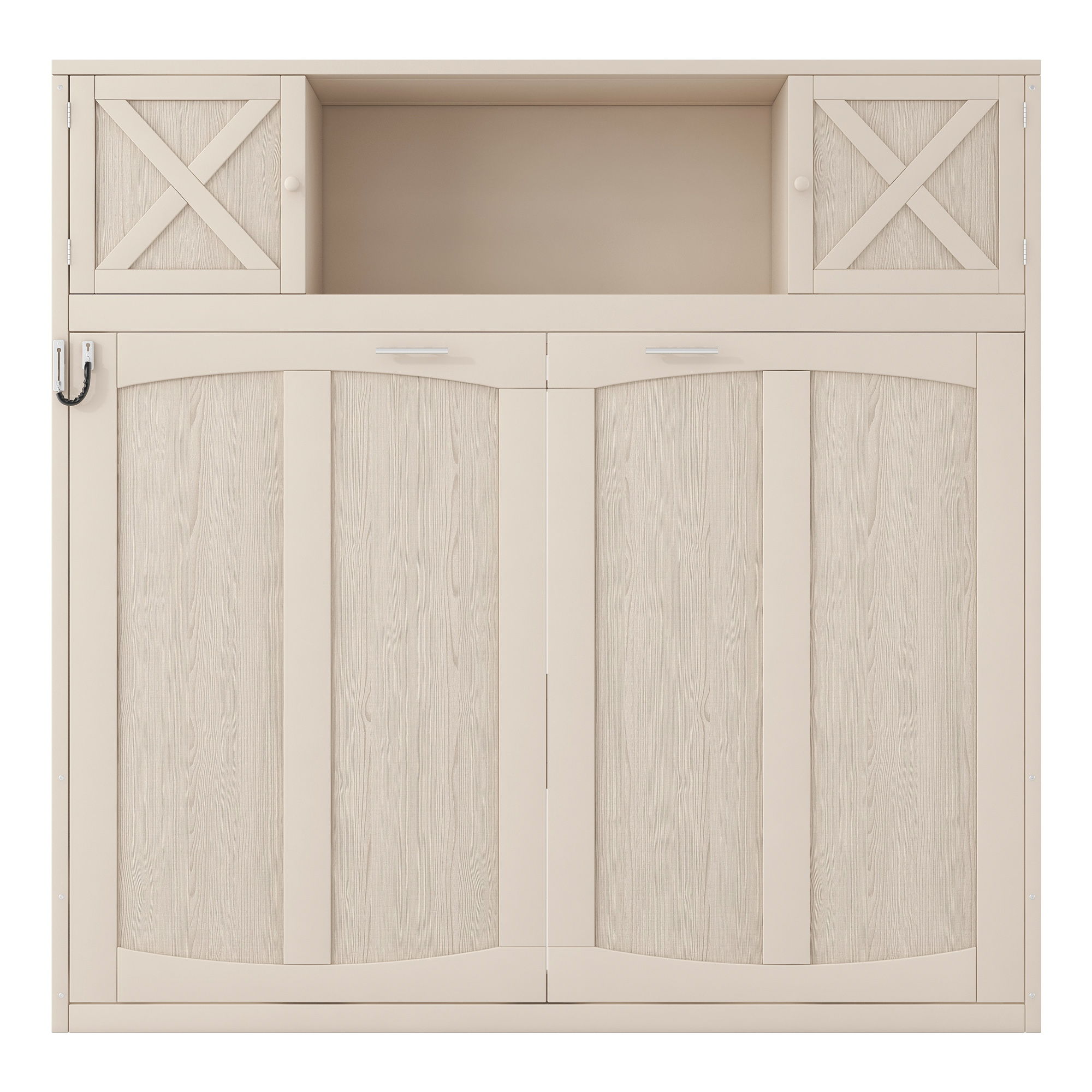 Rustic Casual Murphy Bed With Storage Cabinets