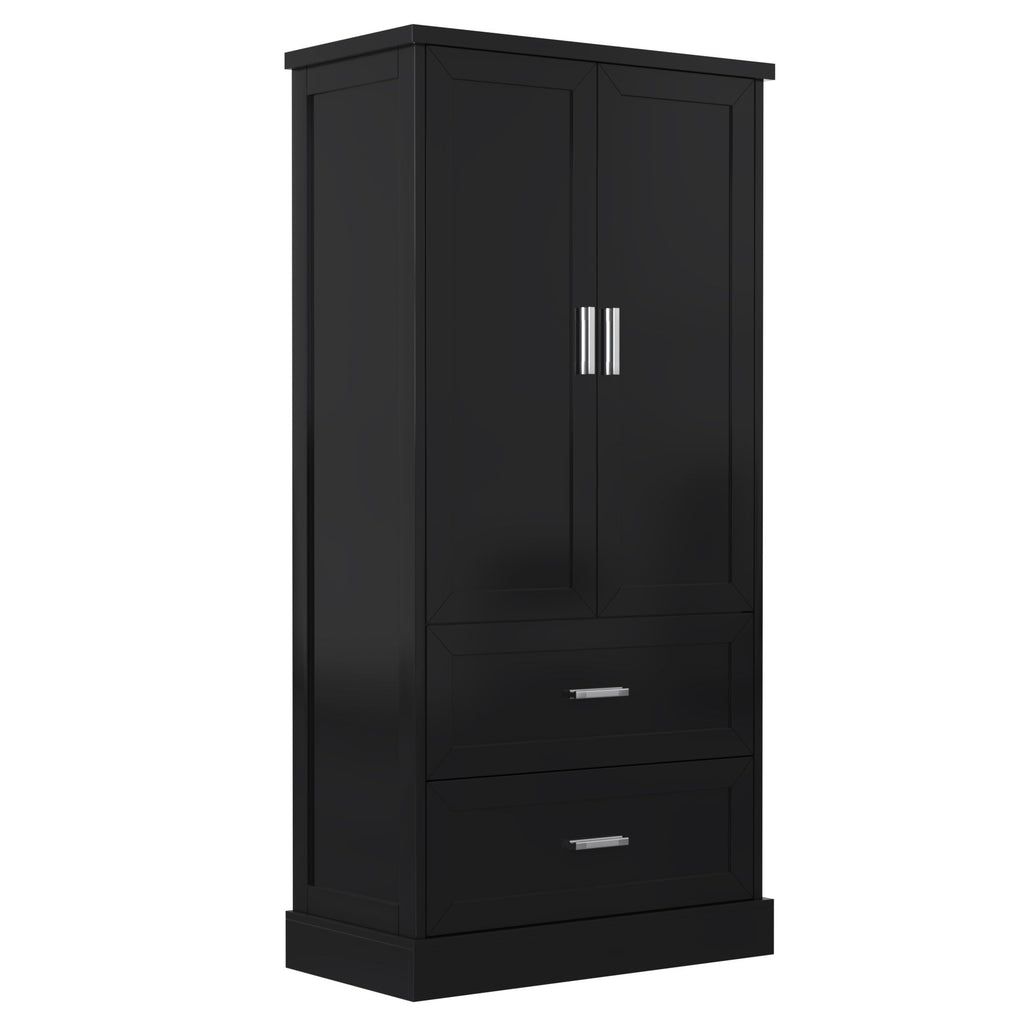 Tall Bathroom Storage Cabinet With 2 Doors And Drawers, Adjustable Shelf