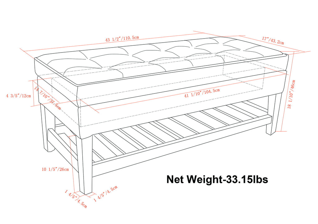 Cosmopolitan - Storage Ottoman Bench With Open Bottom