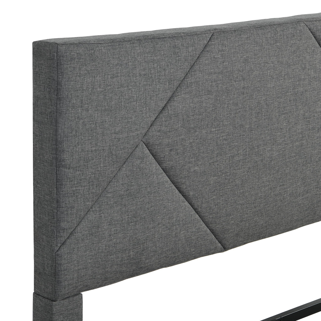 Upholstered Platform Bed Frame With Headboard, Wood Slat Support