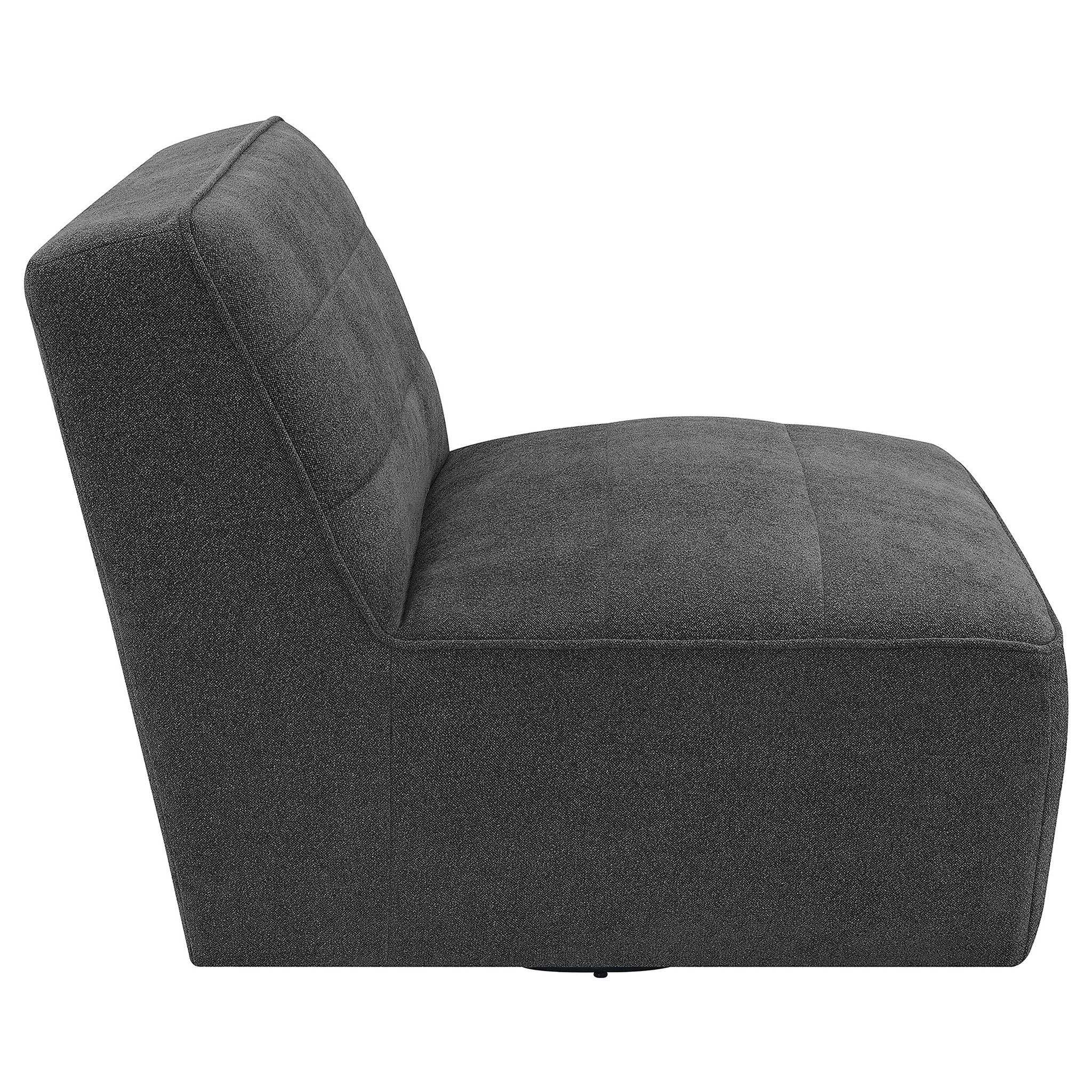 Manhattan - Swivel Tufted Chair Armless Accent Chair, 360 Degree Swivel Base - Charcoal