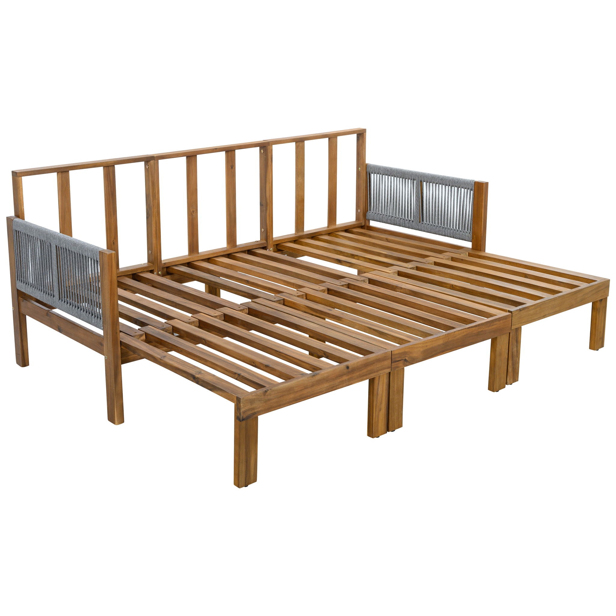 Outdoor Daybed, Patio Sofa Bed, 3 Seat Convertible Sunbed