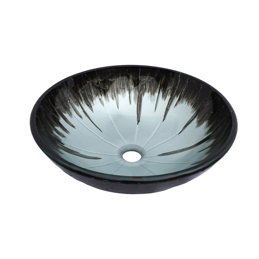 Crackle Vessel Sink With Pop Up Drain, Oval Bathroom Basin - Gray