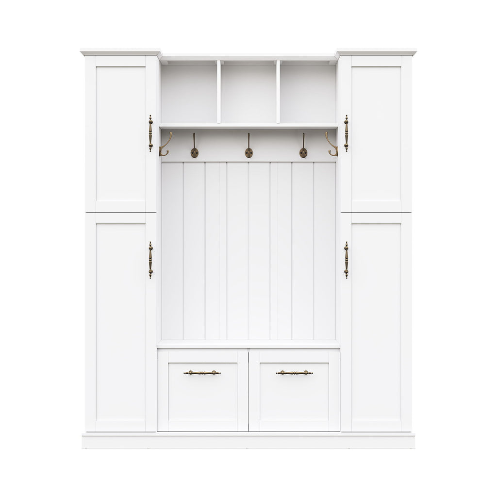 Hall Tree With 4 Side Cabinets