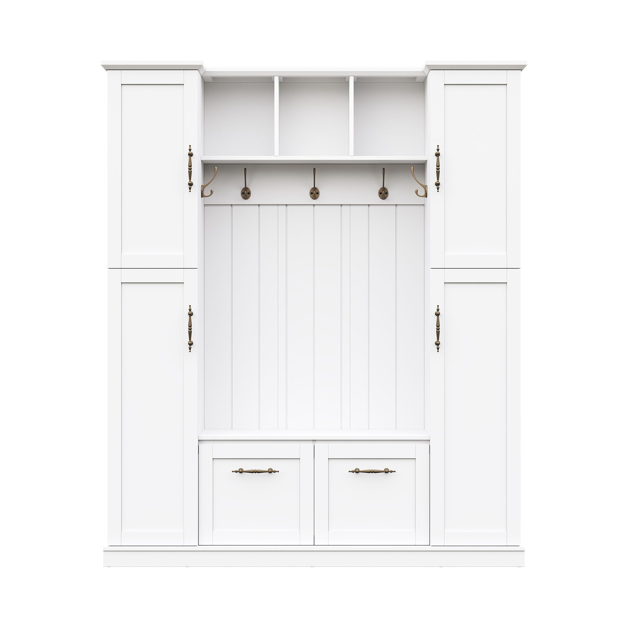 Hall Tree With 4 Side Cabinets