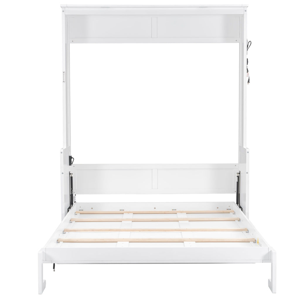 Murphy Bed With Desk, LED Lights & USB Charging Station