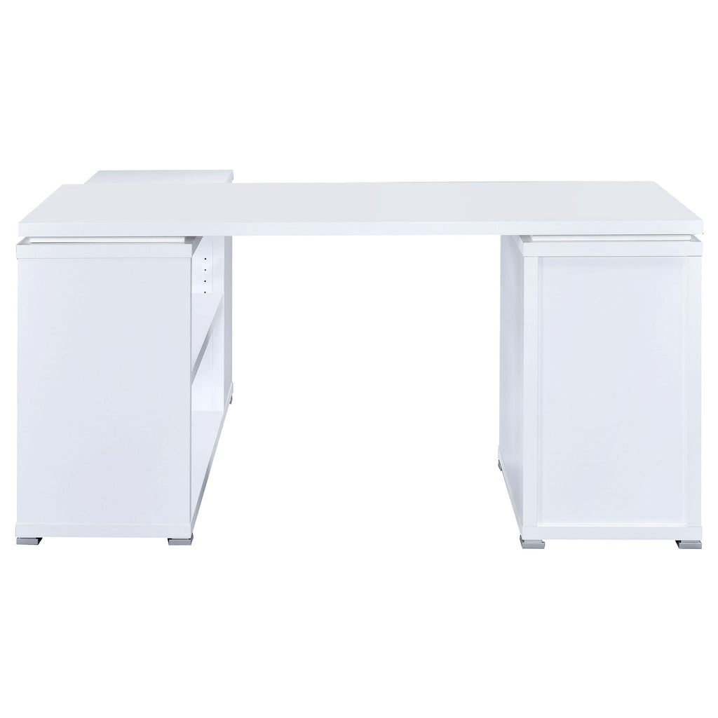 Tona - L-Shape Computer Desk With 3 Drawers And 5 Shelves