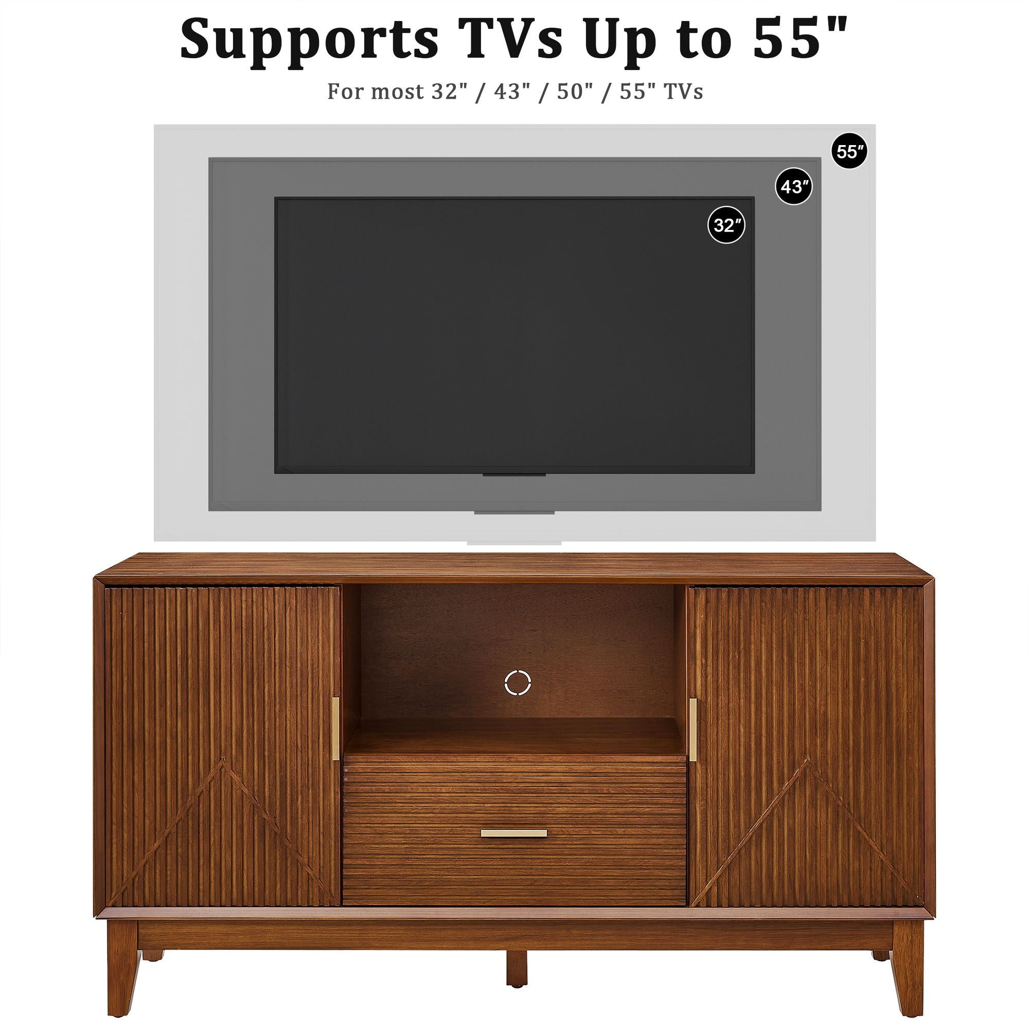 TV Stand With Drawer And Cabinets - Brown