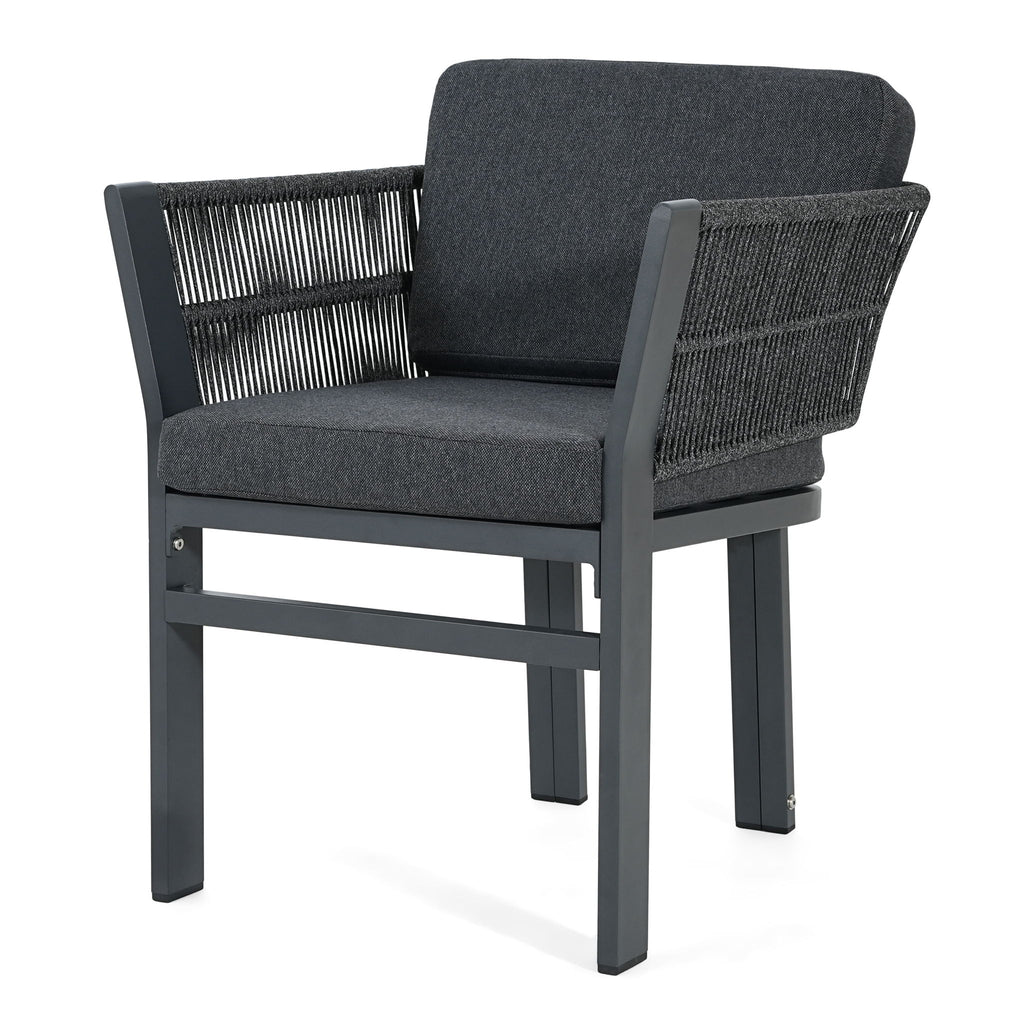 7 Piece Outdoor Dining Set With Table And 6 Chairs - Black / Teak / Gray