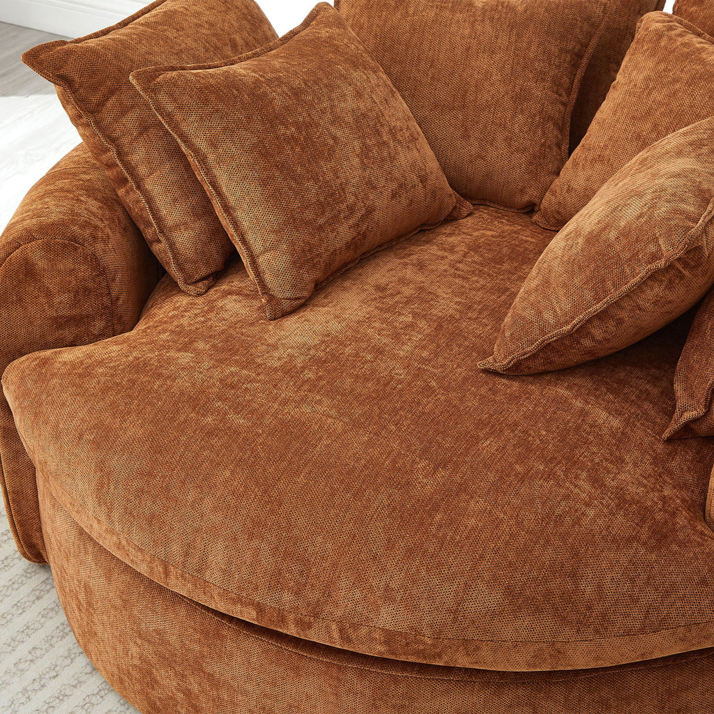 Modern Round Chaise Sofa With 8 Throw Pillows