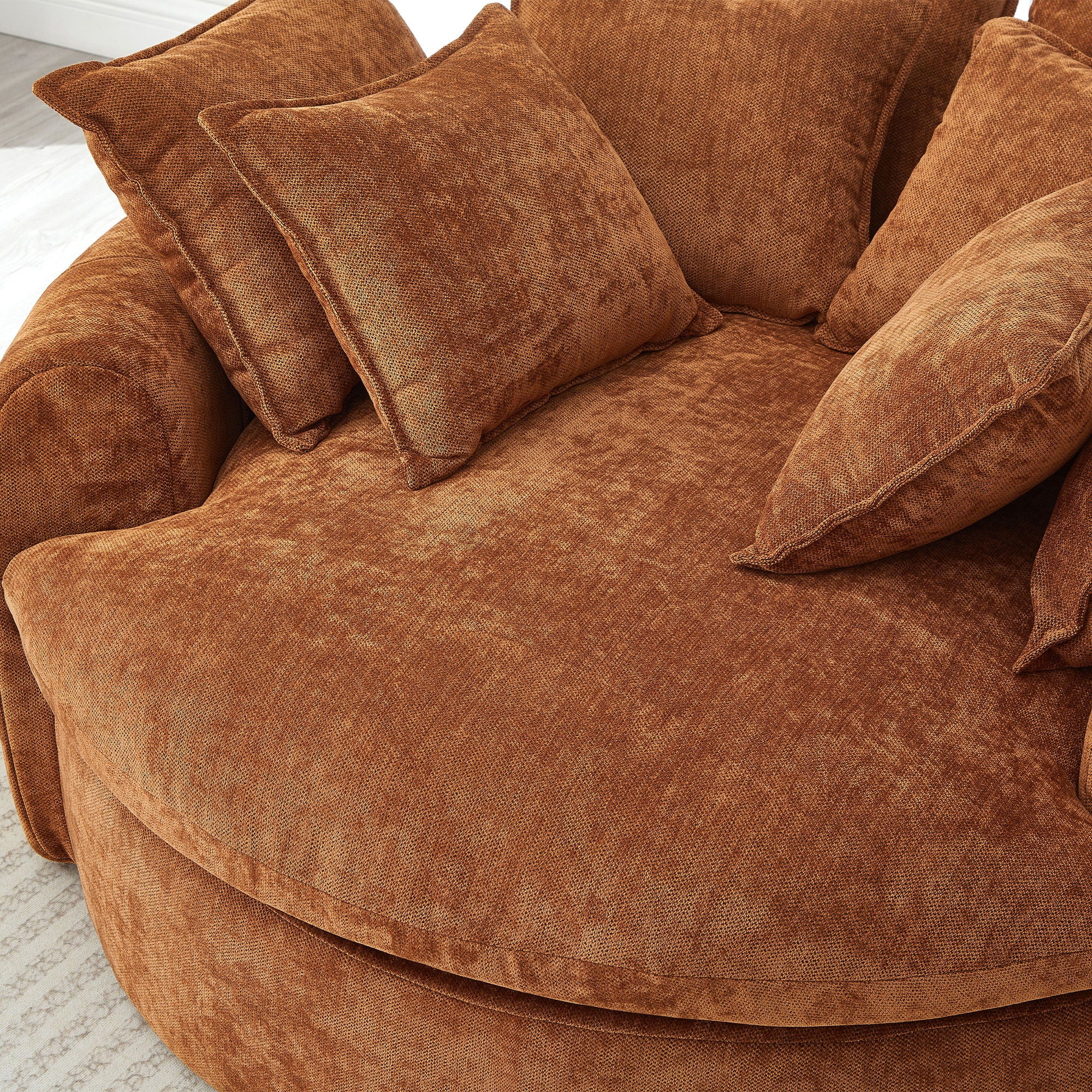 Modern Round Chaise Sofa With 8 Throw Pillows