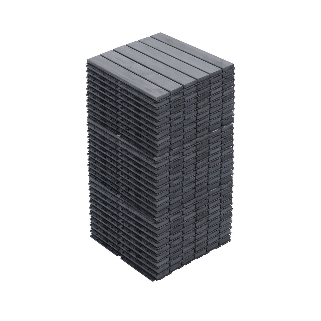 Interlocking Deck Tiles Striped Pattern, Waterproof Anti Mildew Brown
