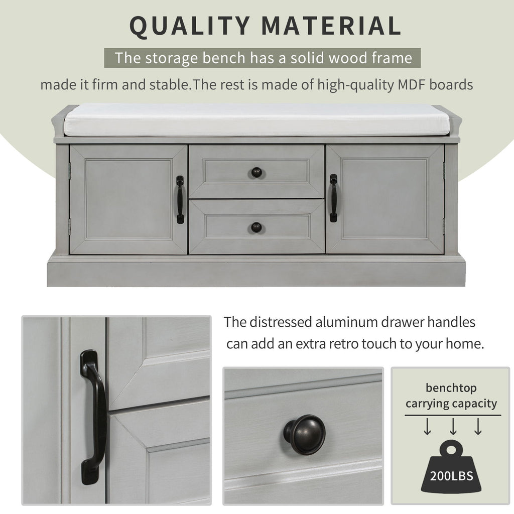 Hearth & Haven Daisy - Storage Bench With 2 Drawers And 2 Cabinets