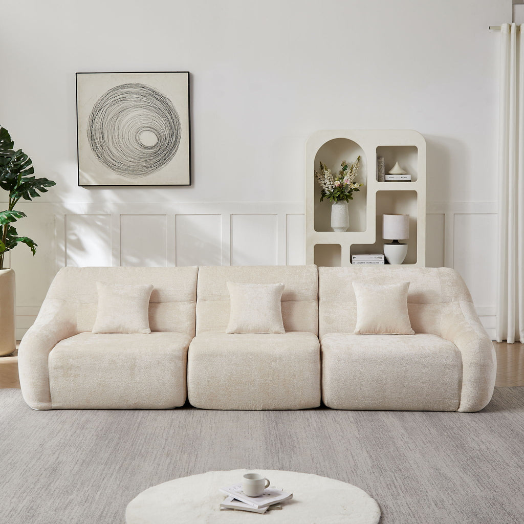 Luxury Curved Corner Sectional Sofa With 4 Pillows