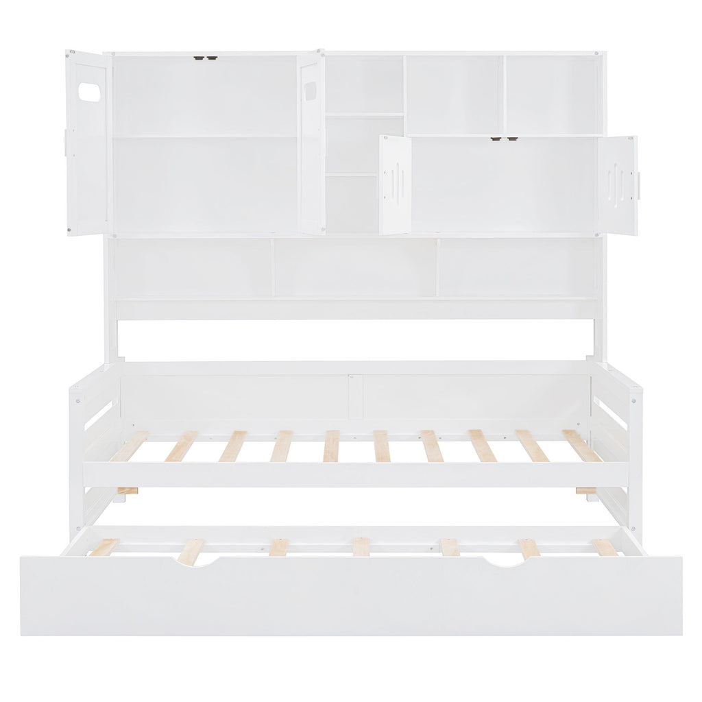 Daybed With All-In-One Cabinet And Shelf