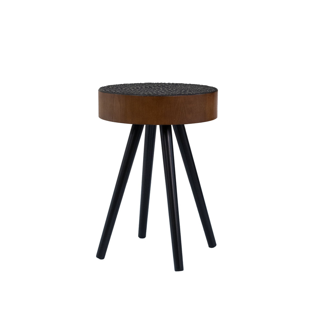 Round Coffee Table With Carved Top For Living Room