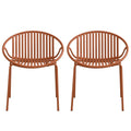 Stackable Outdoor Chairs With Breathable Plastic Backrest (Set of 2)