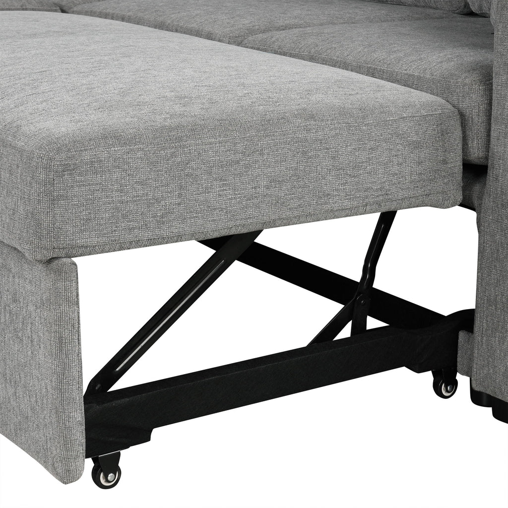 Convertible U-Shaped Sectional Sofa With Pull-Out Bed