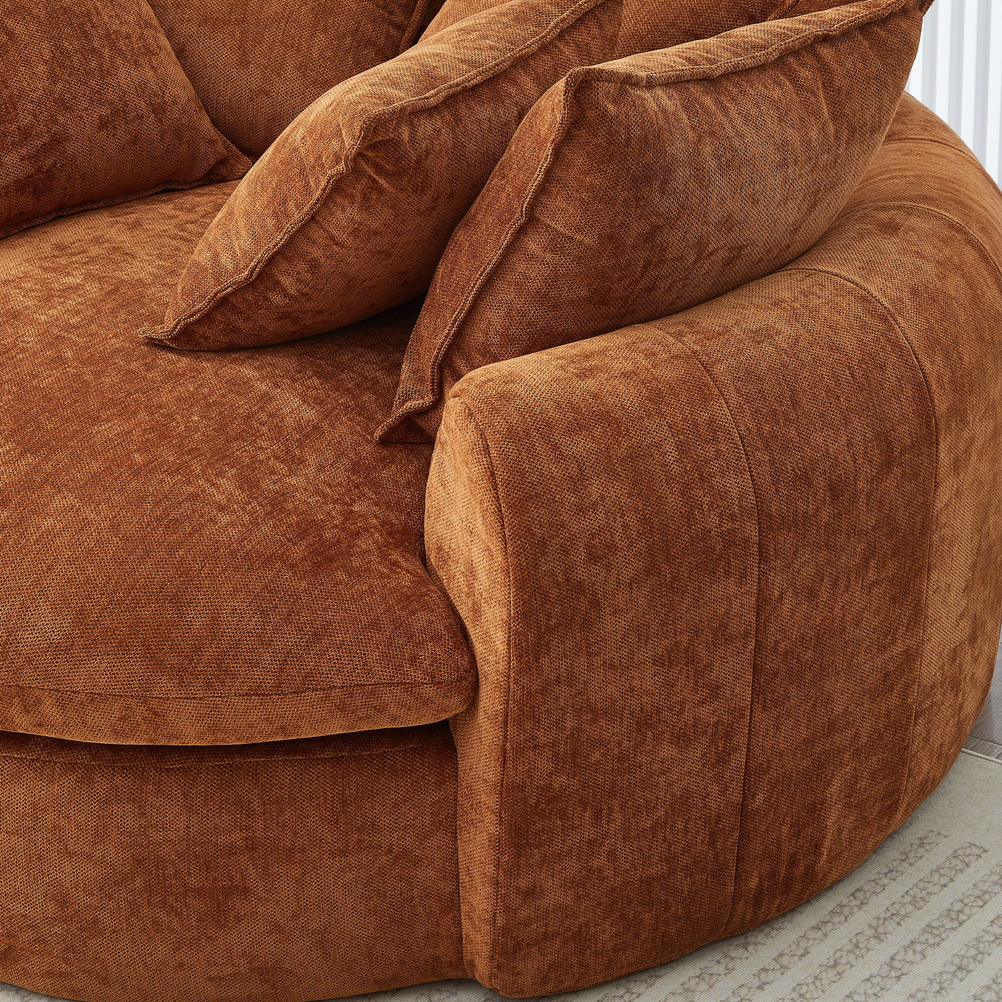 Modern Round Chaise Sofa With 8 Throw Pillows