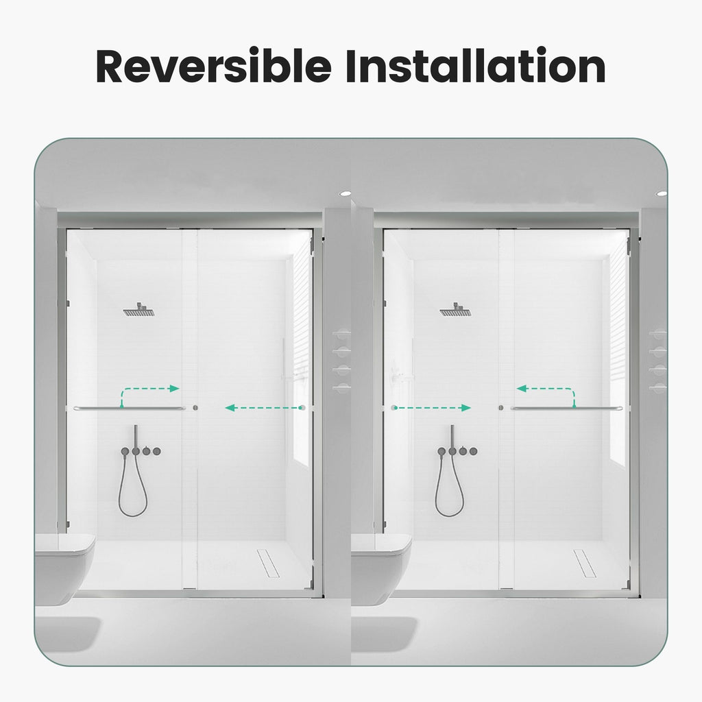 Semi Frameless Double Sliding Shower Door With Tempered Glass