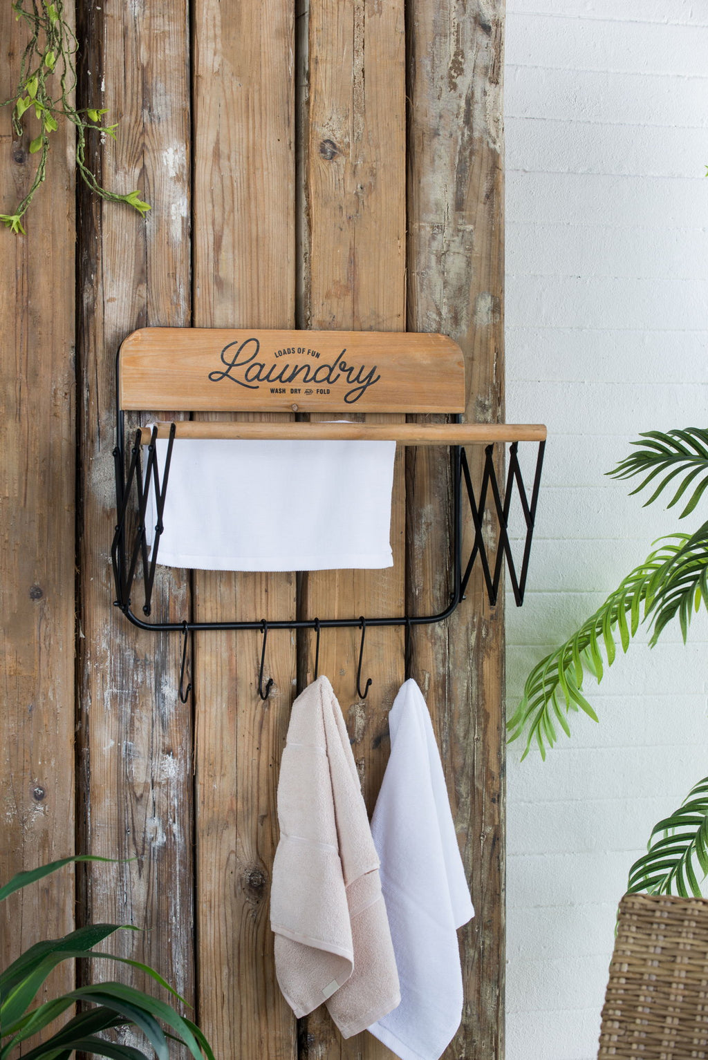 Laundry Rack With Accordion Design - Brown / Black - Black Brown