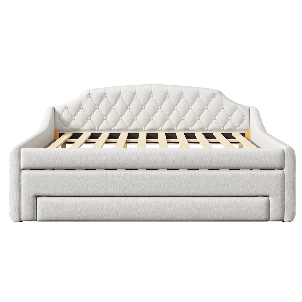 Upholstered Daybed With LED Belt, Trundle And 3 Drawers