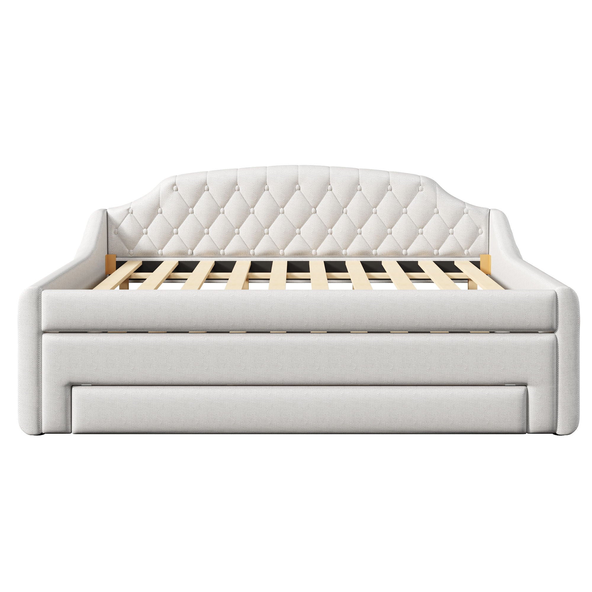 Upholstered Daybed With LED Belt, Trundle And 3 Drawers