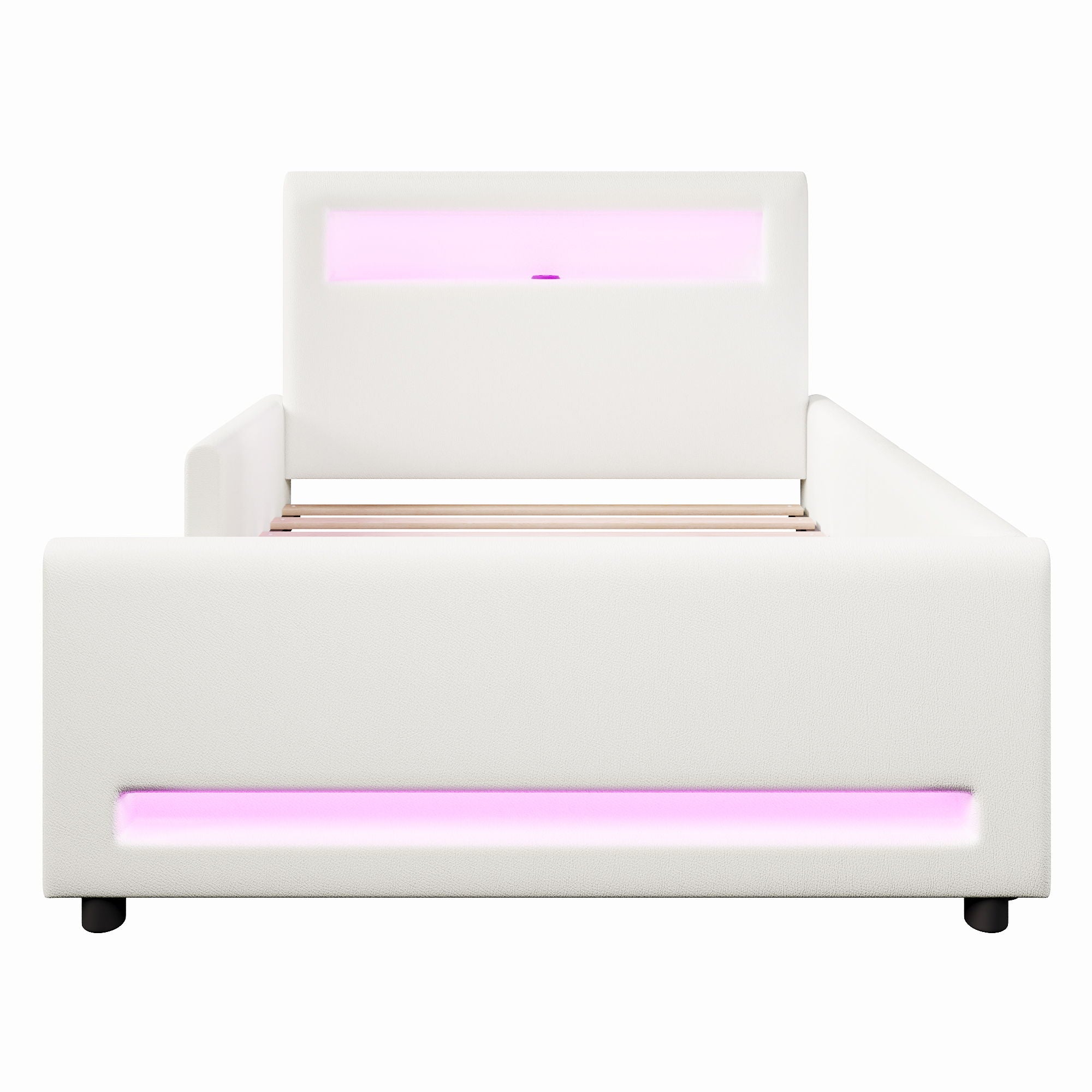 Upholstered Platform Bed With Drawer, LED Light Strip, USB Port