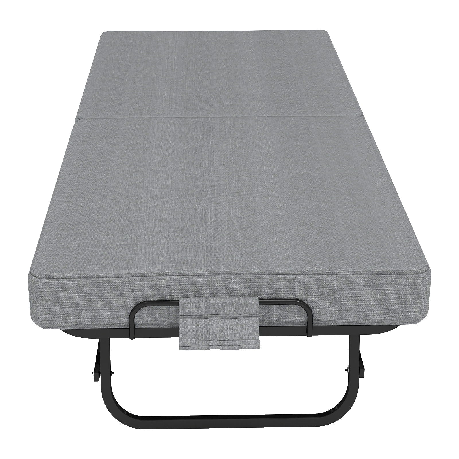 Twin Folding Bed With Memory Foam Mattress, 4 Lockable Wheels - Gray