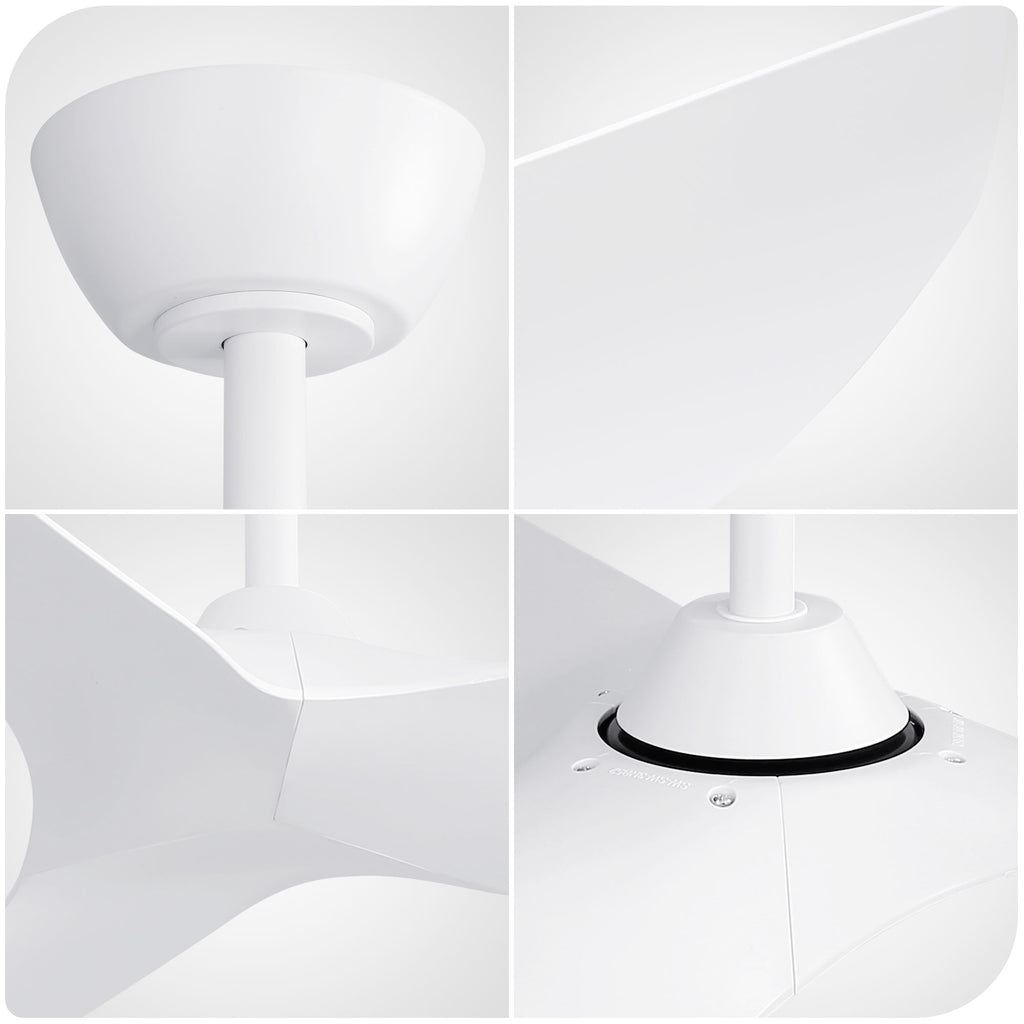 Ceiling Fan Without Light, DC Motor Remote Control Fan For Indoor / Outdoor Use - White