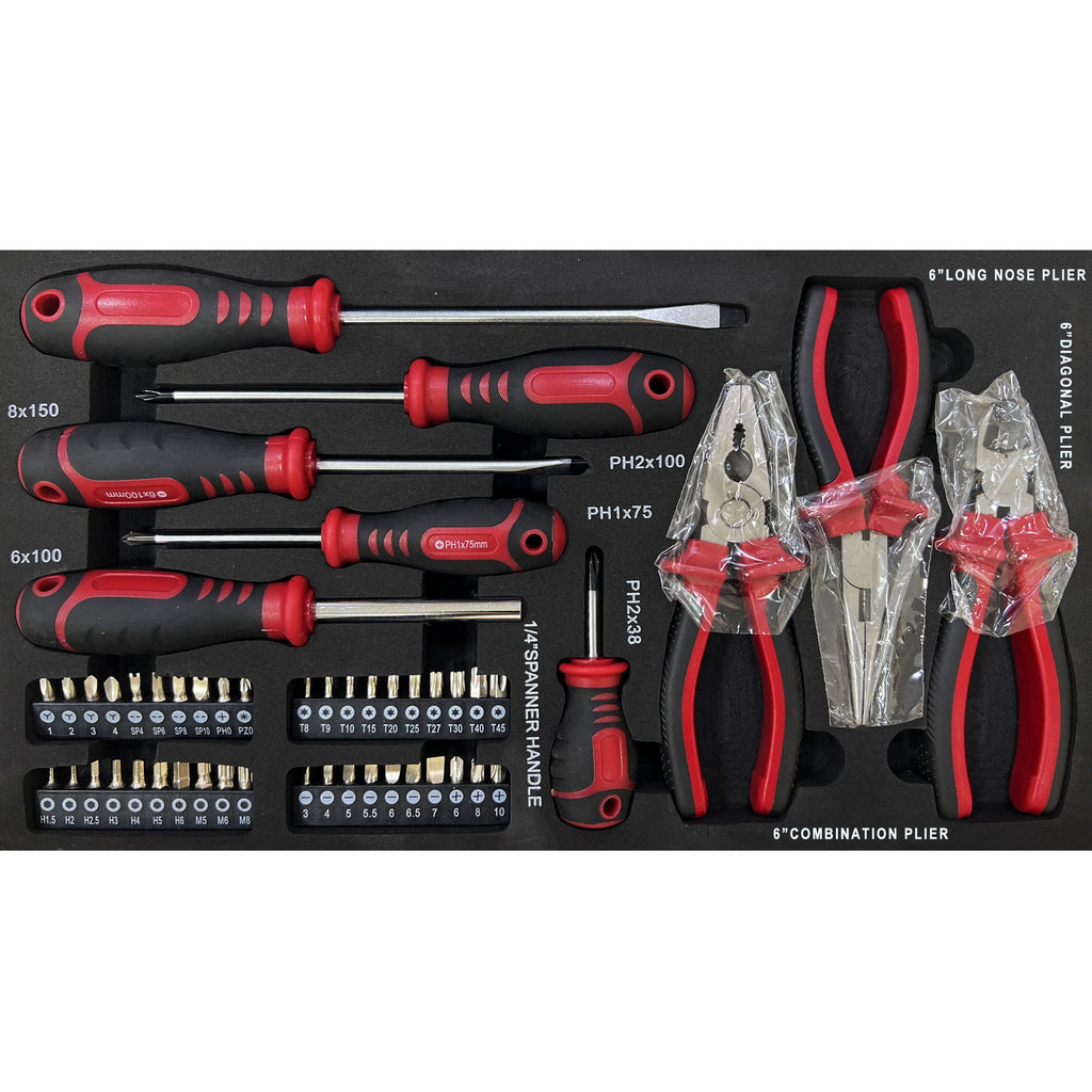 Portable 3 Drawer Steel Toolbox, 4 Layers Of Tools With Metal Latches, With Storage Tray And Carrying Handle