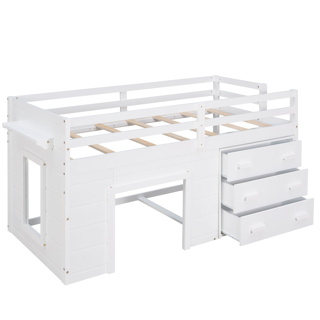 Loft Bed With Cabinet And Shelf