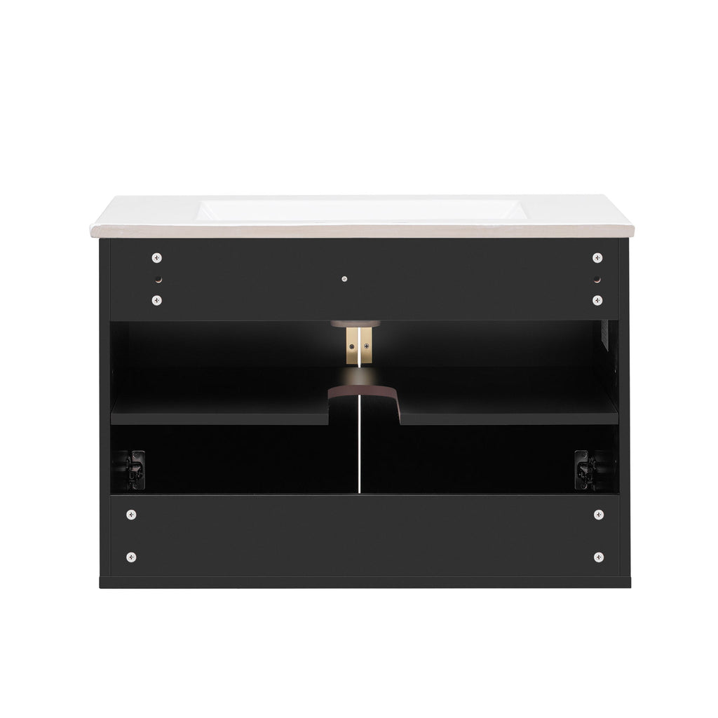 Bathroom Vanity With Sink, Rectangular Storage Cabinet With 2 Soft Closing Doors