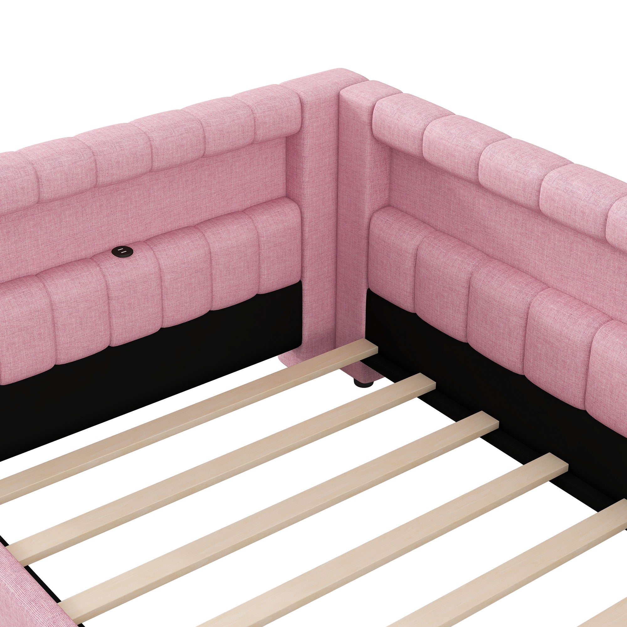 Upholstered Platform Bed With LED Belt And USB Ports