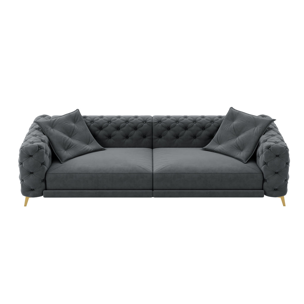 3 In 1 Convertible Sleeper, Deep Seat Pull Out Sofa Bed, Button Tufted