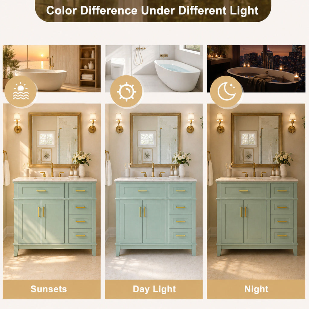 Modern Bathroom Vanity With Sink, Soft Close Doors, 4 Storage Drawers