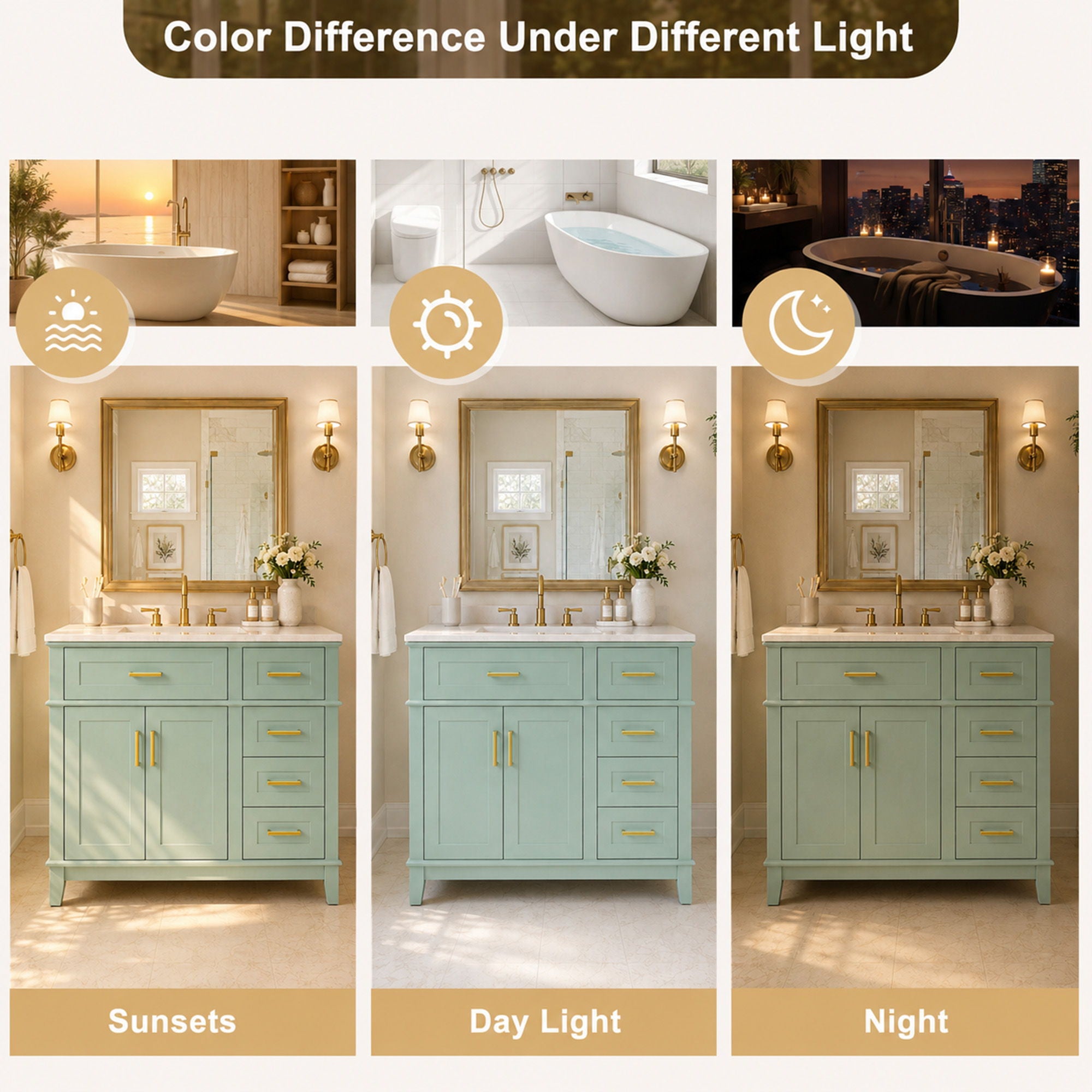 Modern Bathroom Vanity With Sink, Soft Close Doors, 4 Storage Drawers