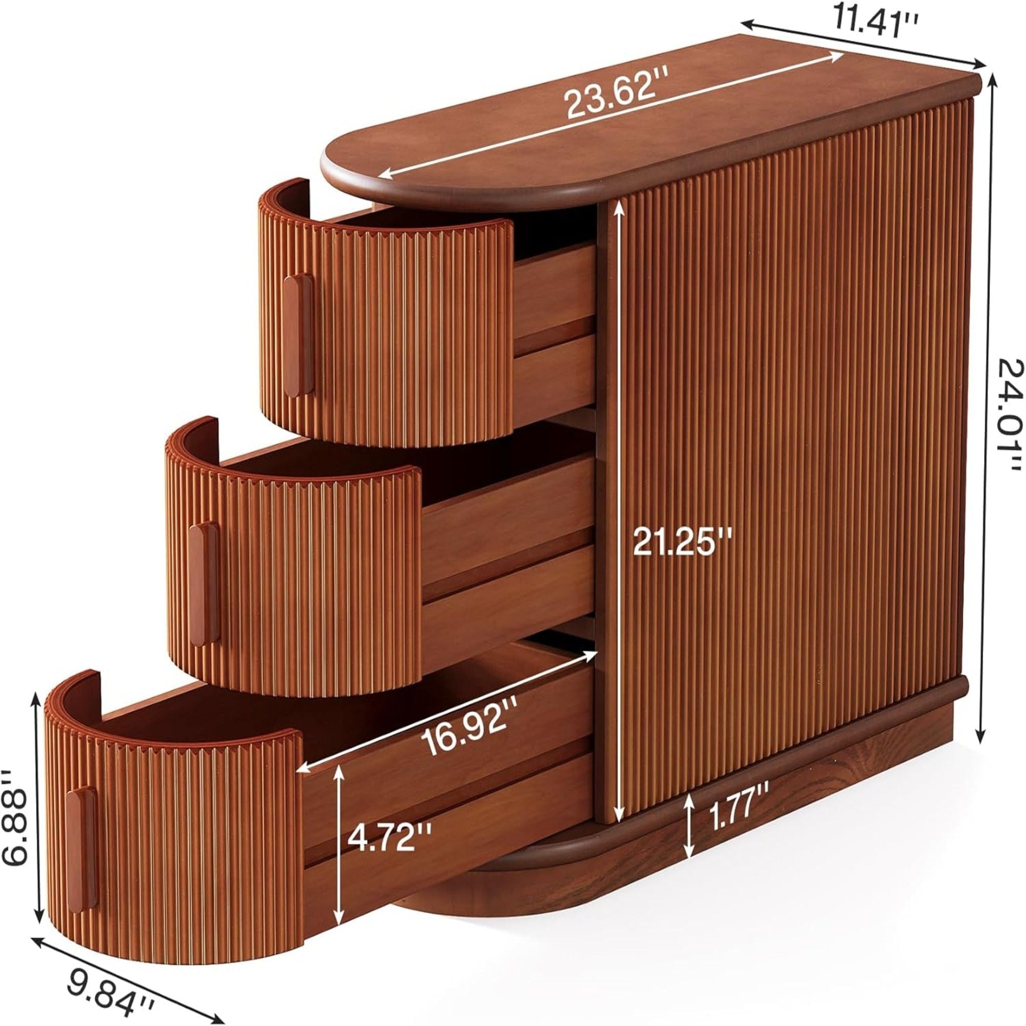 3 Drawer End Table, Semi Oval For Living Classic Accent Furniture - Walnut