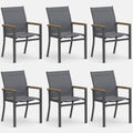 Outdoor Patio Chairs, Ergonomic (Set of 6) - Gray