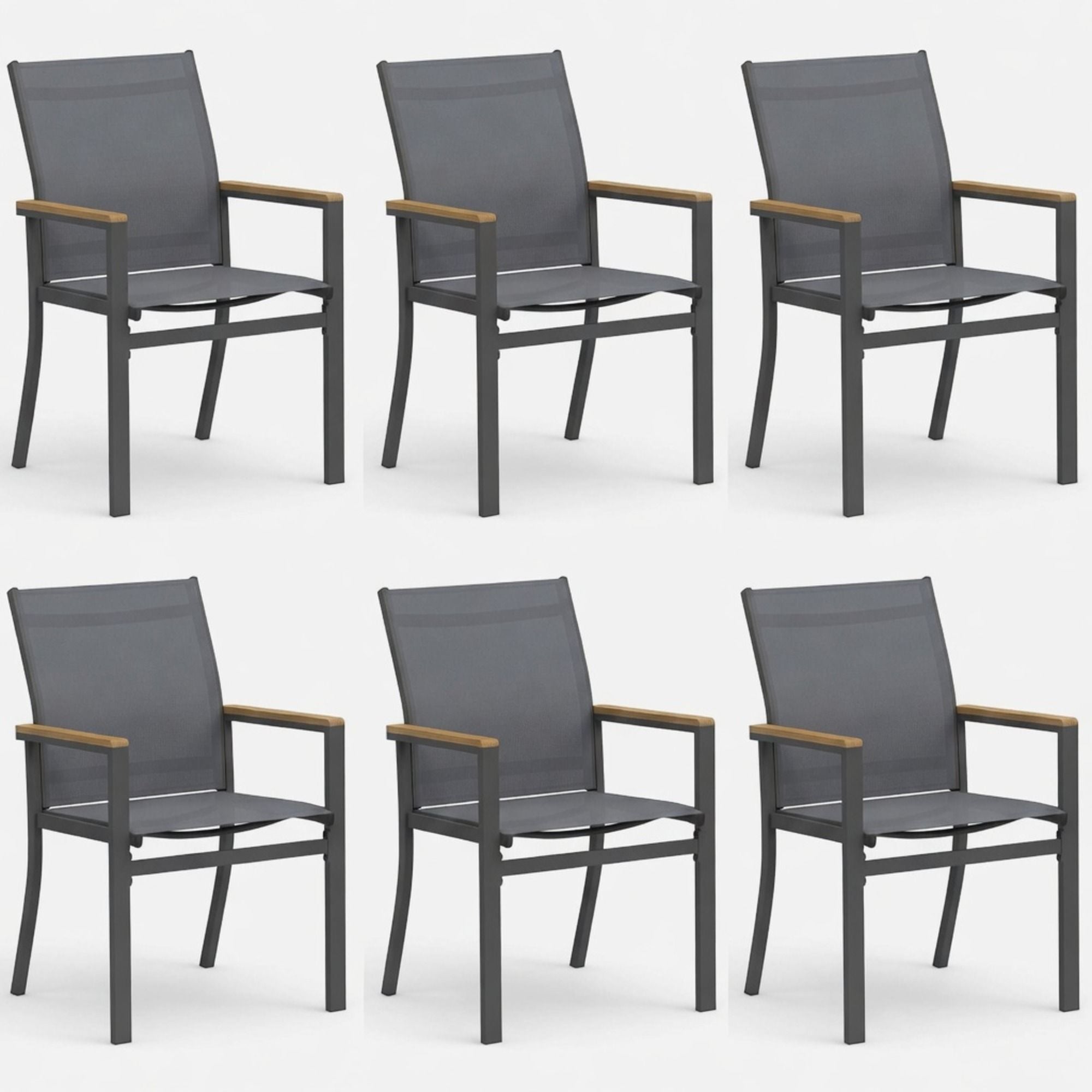 Outdoor Patio Chairs, Ergonomic (Set of 6) - Gray
