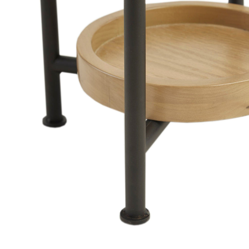 Oval End Table - White / Natural
