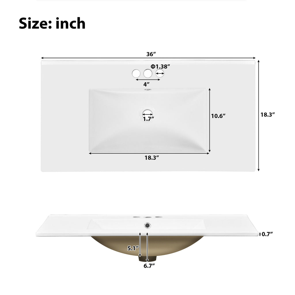 Modern Bathroom Vanity With Sink, Soft Close Doors, 4 Storage Drawers