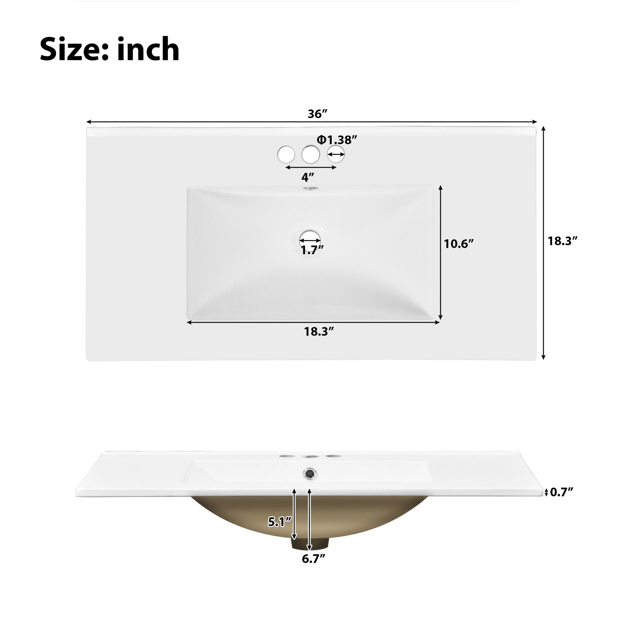 Modern Bathroom Vanity With Sink, Soft Close Doors, 4 Storage Drawers