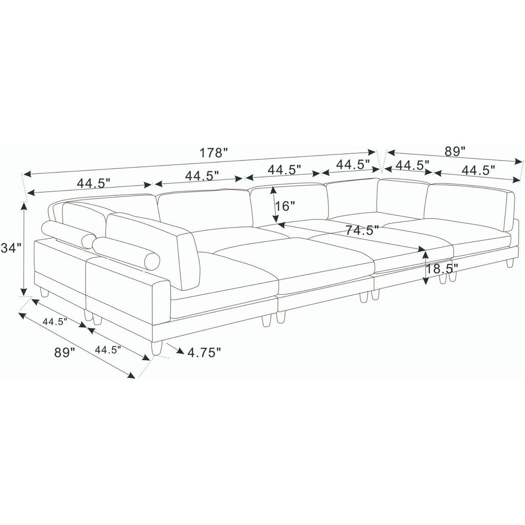 Modern Modular Sectional With Adjustable Back Support
