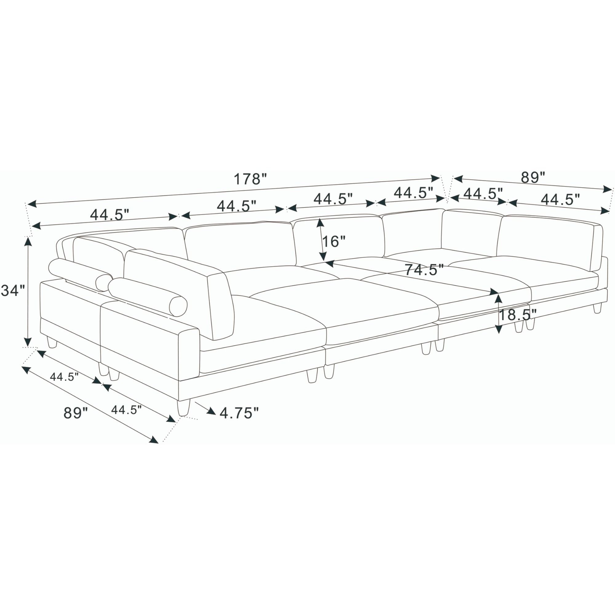 Modern Modular Sectional With Adjustable Back Support